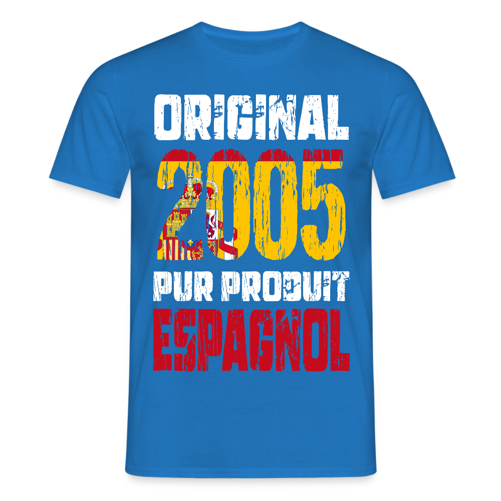 T-shirt Homme - Anniversaire 20 Ans - Original 2005 - Pur produit Espagnol - bleu royal