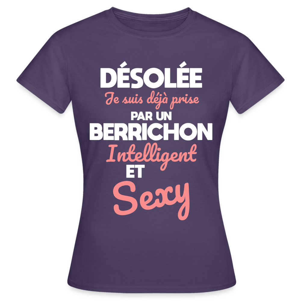 T-shirt Femme - Je suis déjà prise par un Berrichon intelligent et sexy - violet foncé