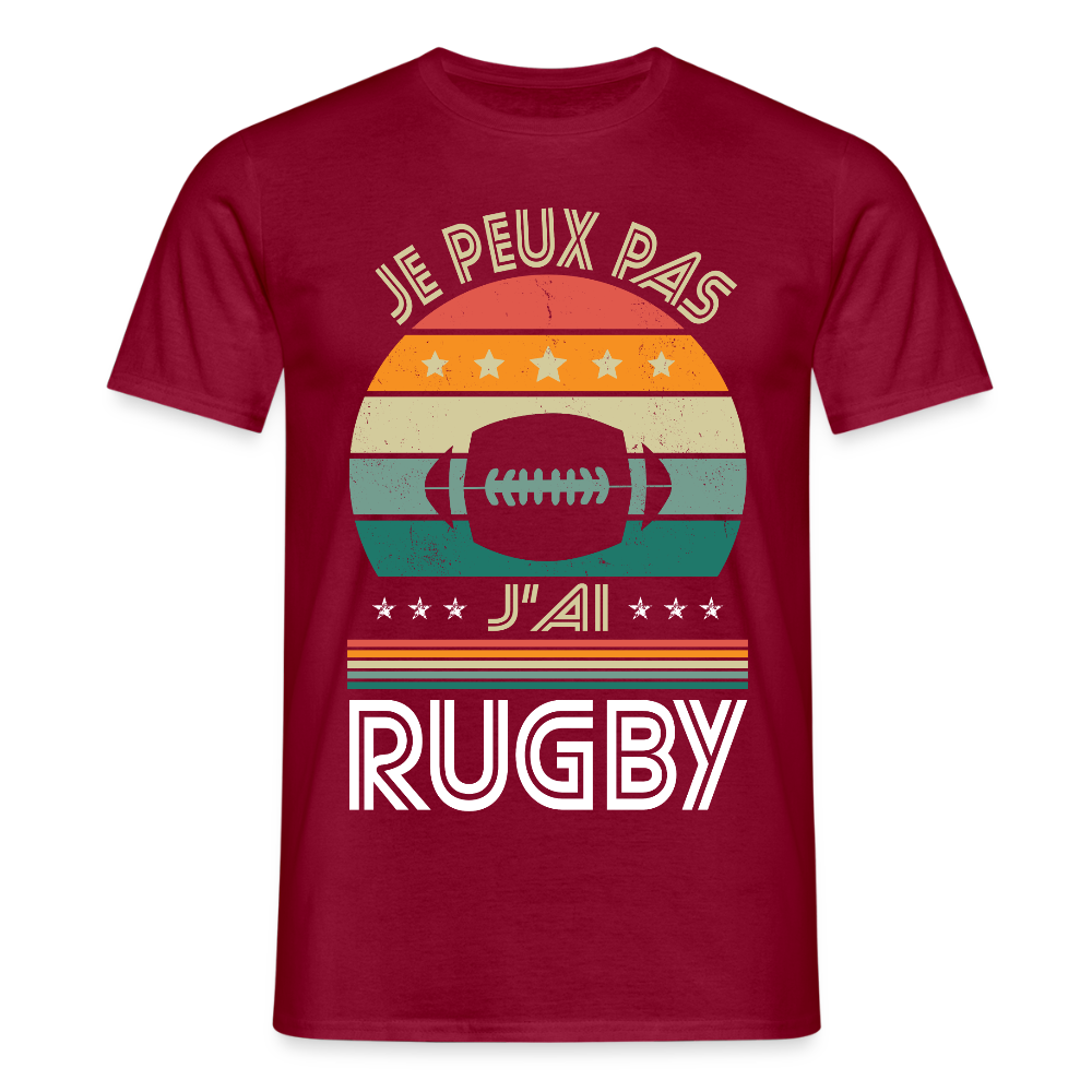 T-shirt Homme - Je peux pas j'ai Rugby - rouge brique