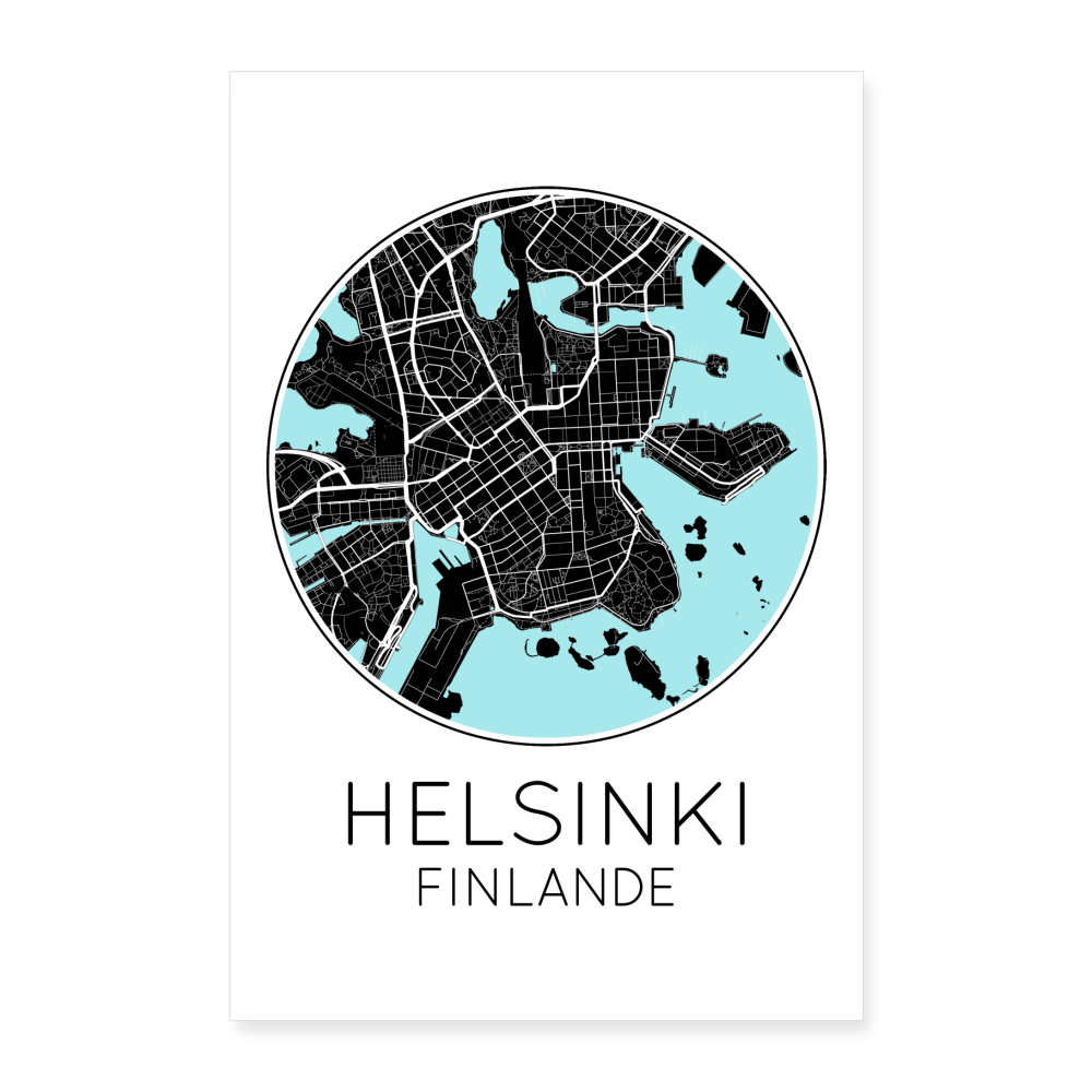 Poster Helsinki - Plan Helsinki - 60 x 90 cm - blanc