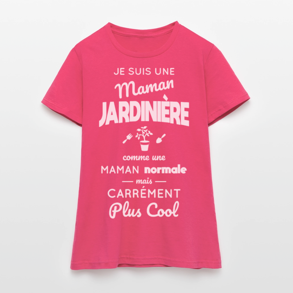 T-shirt Femme - Maman jardinière plus cool - rose azalée