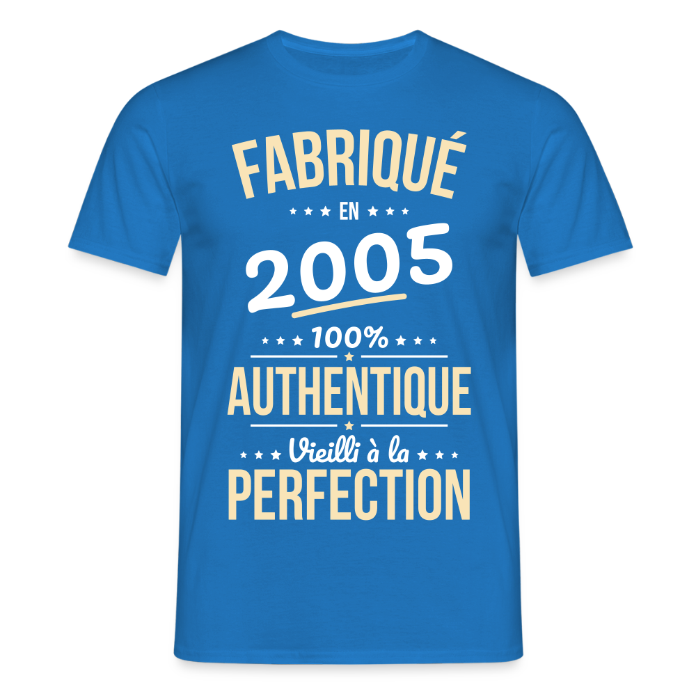 T-shirt Homme - Anniversaire 20 Ans - Fabriqué en 2005 - bleu royal