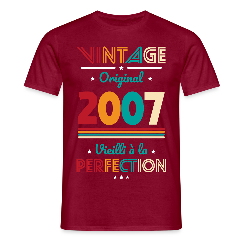 T-shirt Homme - Anniversaire 18 Ans - Vintage Original 2007 - rouge brique