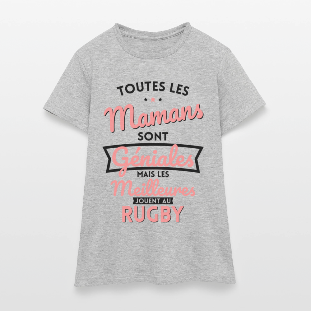T-shirt Femme - Mamans géniales - Les meilleures jouent au rugby - gris chiné