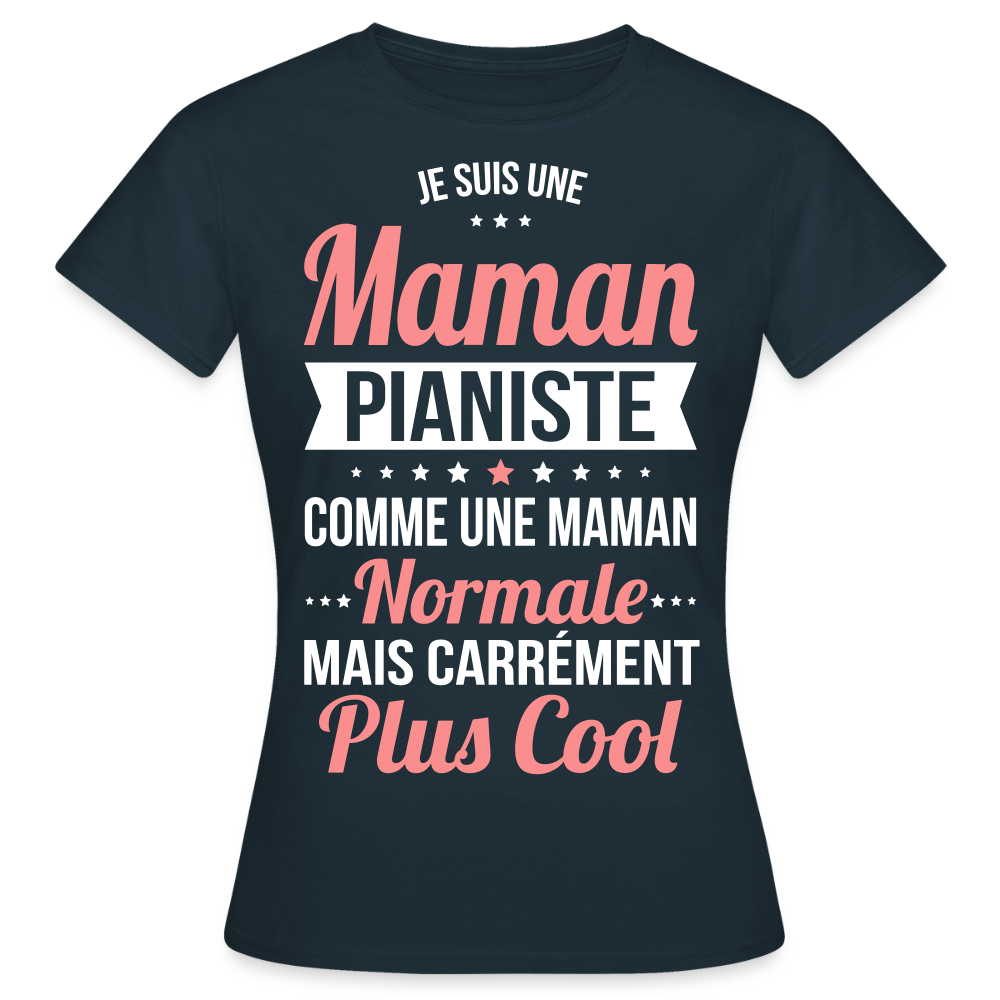 T-shirt Femme - Maman pianiste plus cool - marine