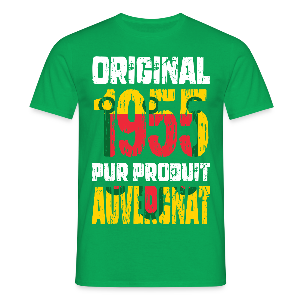 T-shirt Homme - Anniversaire 70 Ans - Original 1955 - Pur produit Auvergnat - vert
