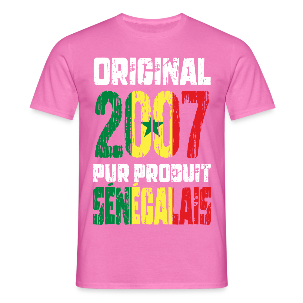 T-shirt Homme - Anniversaire 18 Ans - Original 2007 - Pur produit Sénégalais - rose
