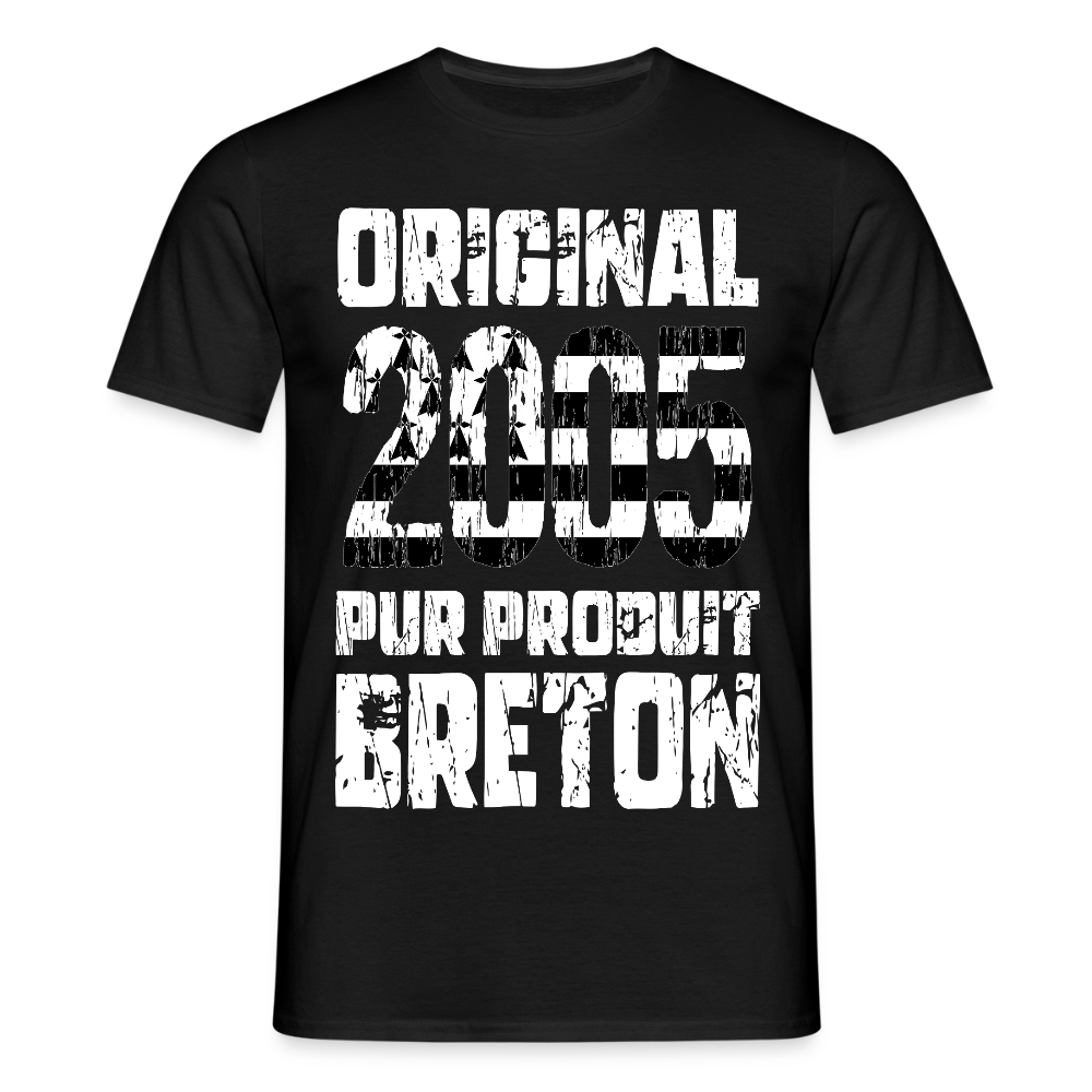 T-shirt Homme - Anniversaire 20 Ans - Original 2005 - Pur produit Breton - noir