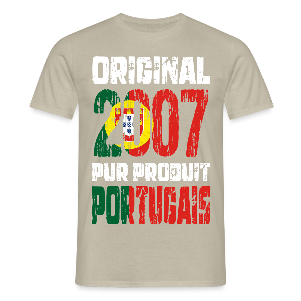 T-shirt Homme - Anniversaire 18 Ans - Original 2007 - Pur produit Portugais - beige sable
