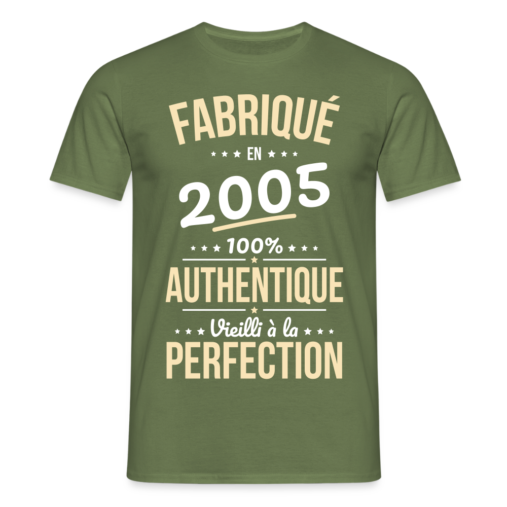 T-shirt Homme - Anniversaire 20 Ans - Fabriqué en 2005 - vert militaire