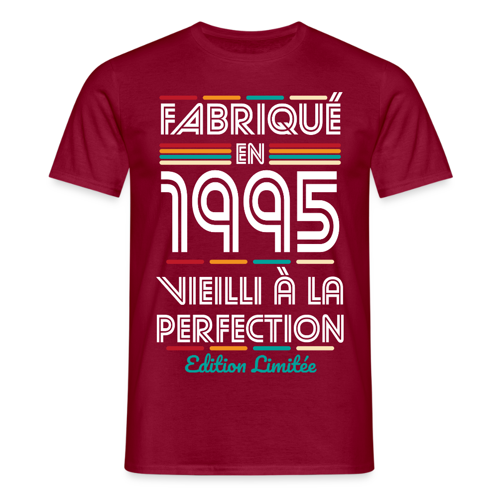 T-shirt Homme - Anniversaire 30 Ans - Fabriqué en 1995 - rouge brique