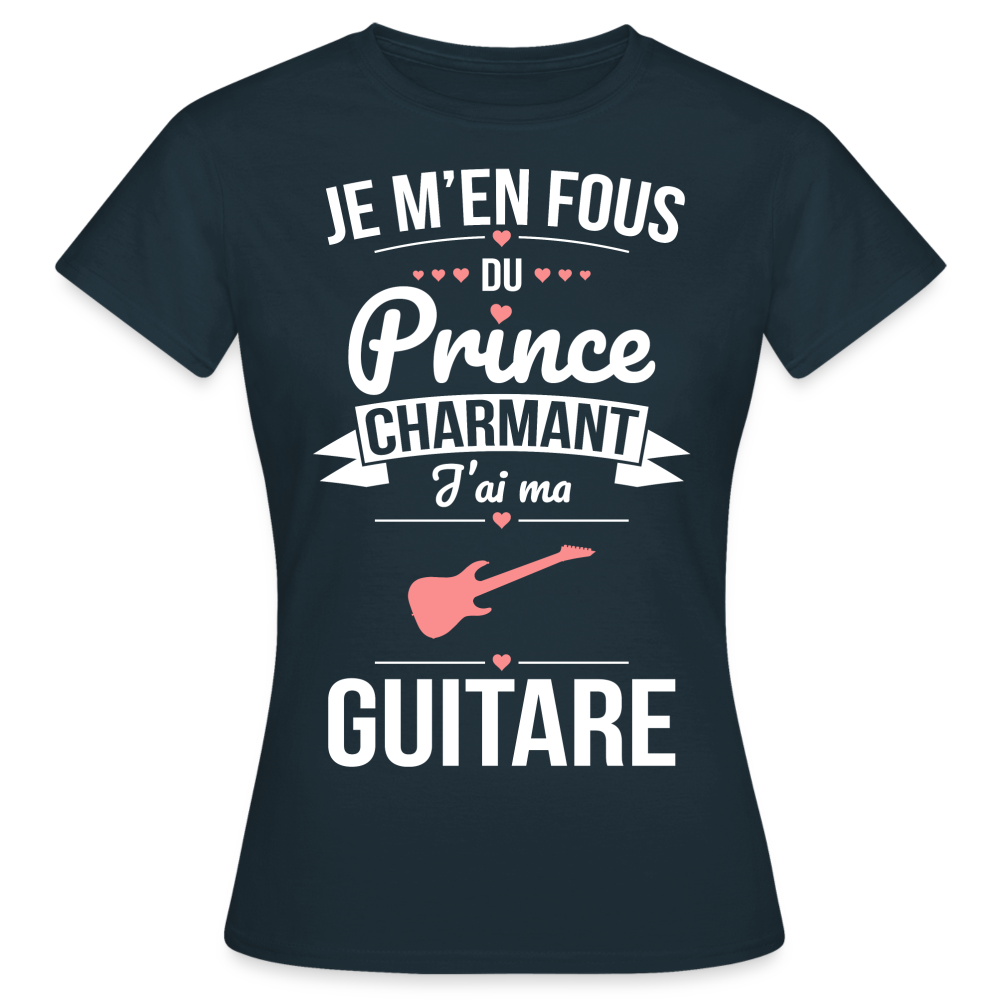 T-shirt Femme - Je m'en fous du prince charmant j'ai ma guitare - marine