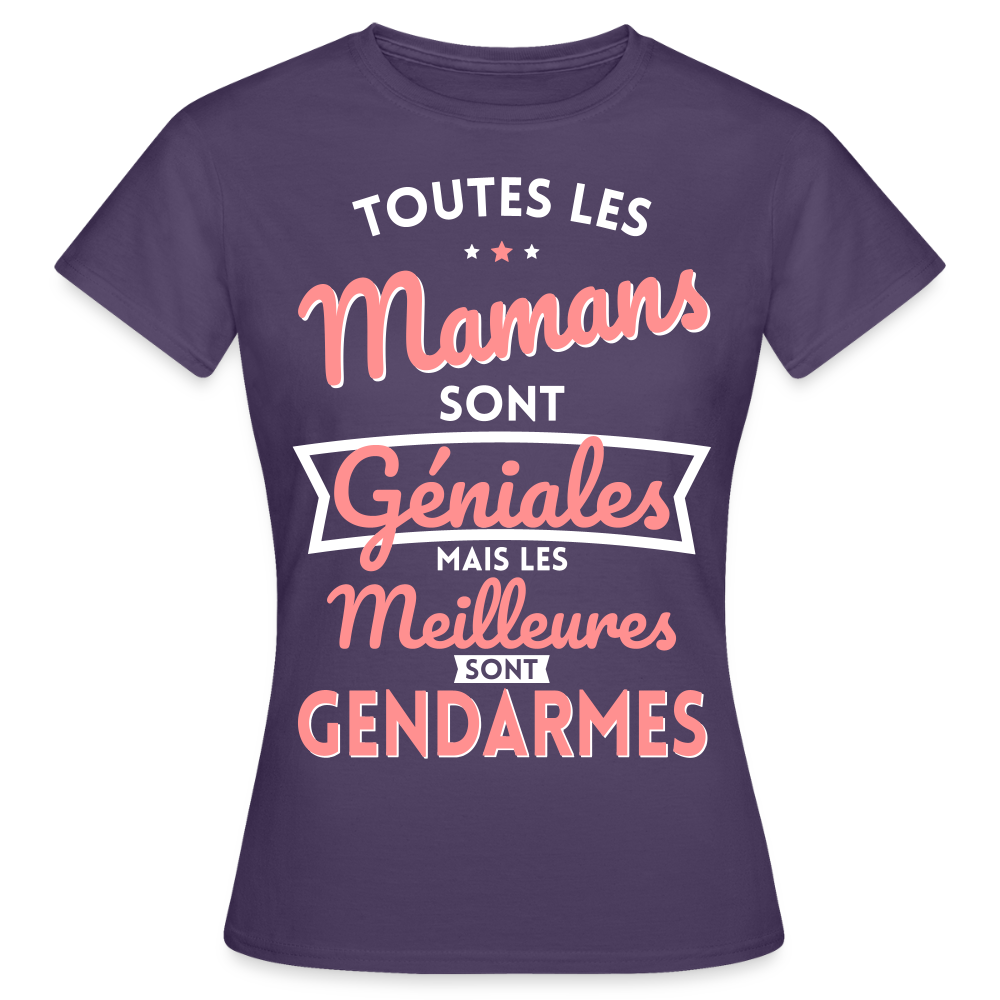 T-shirt Femme - Mamans géniales - Les meilleures sont gendarmes - violet foncé