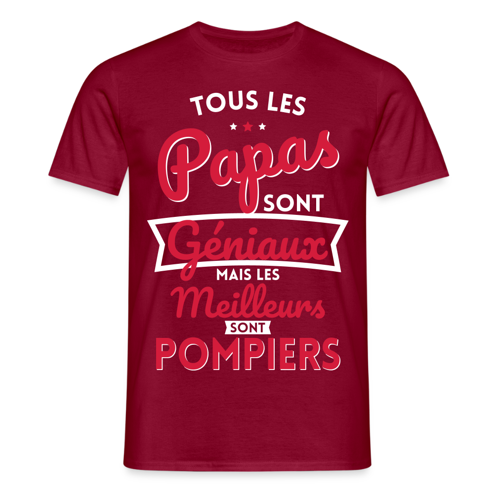 T-shirt Homme - Papas géniaux - Les meilleurs sont pompiers - rouge brique