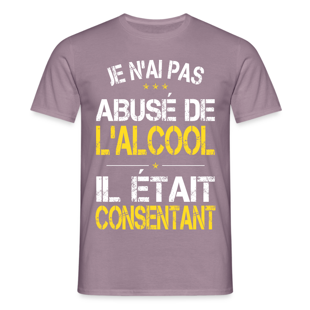 T-shirt Homme - Je n'ai pas abusé de l'alcool - mauve gris
