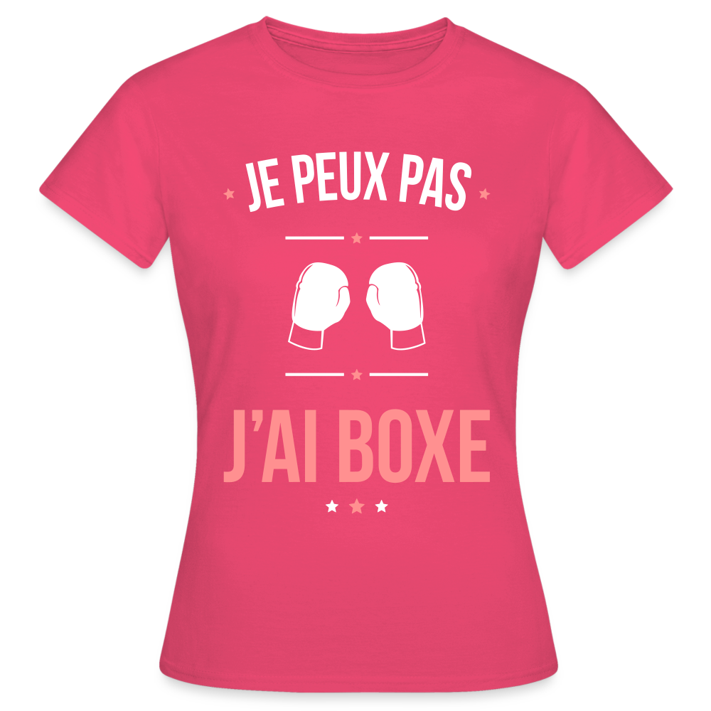 T-shirt Femme - Je peux pas j'ai Boxe - rose azalée