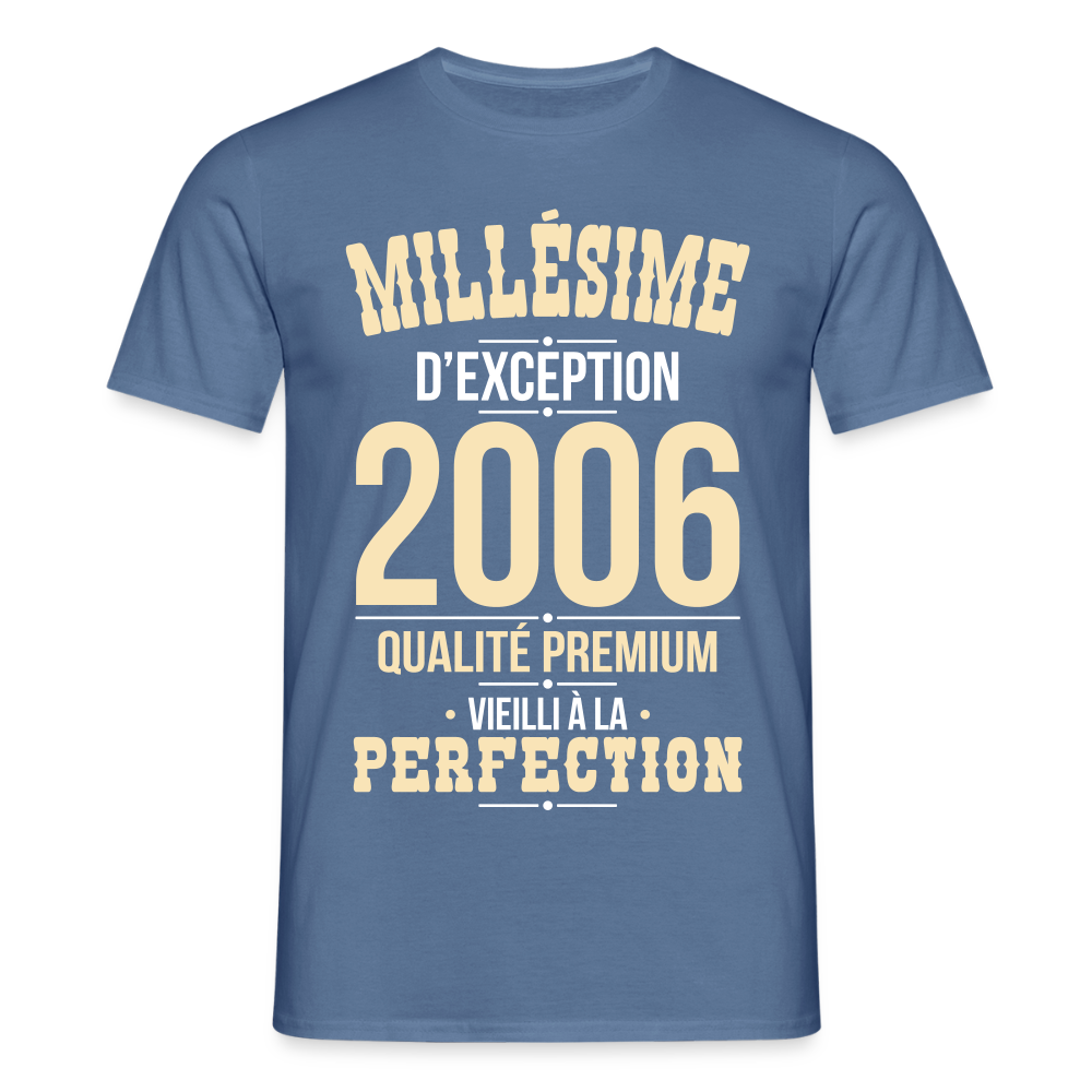 T-shirt Homme - Anniversaire 19 Ans - Millésime 2006 - bleu pigeon