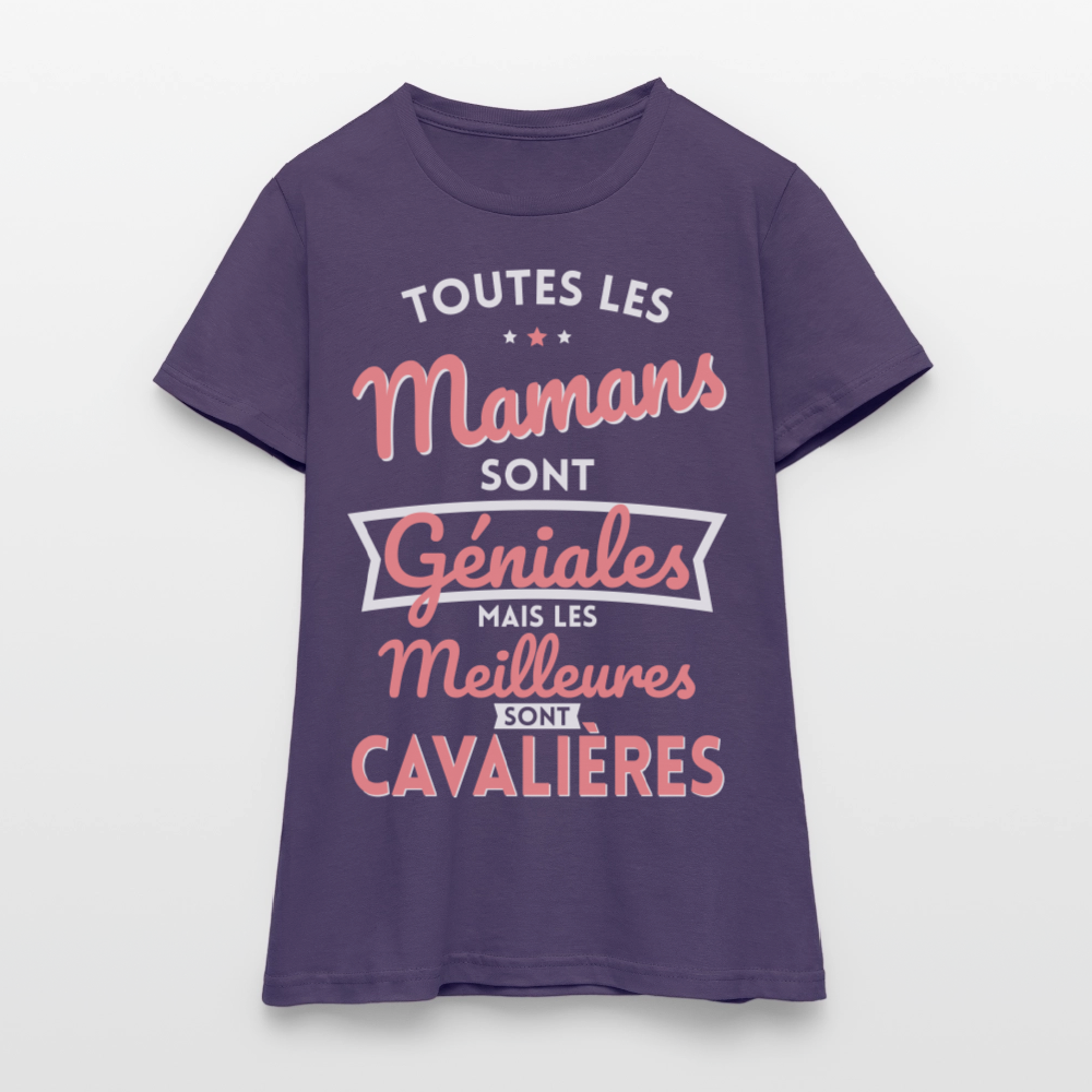 T-shirt Femme - Mamans géniales - Les meilleures sont cavalières - violet foncé