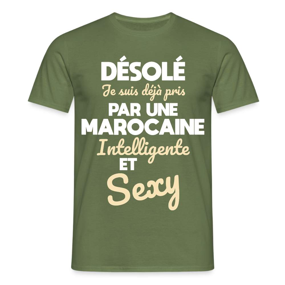 T-shirt Homme - Je suis déjà pris par une Marocaine intelligente et sexy - vert militaire