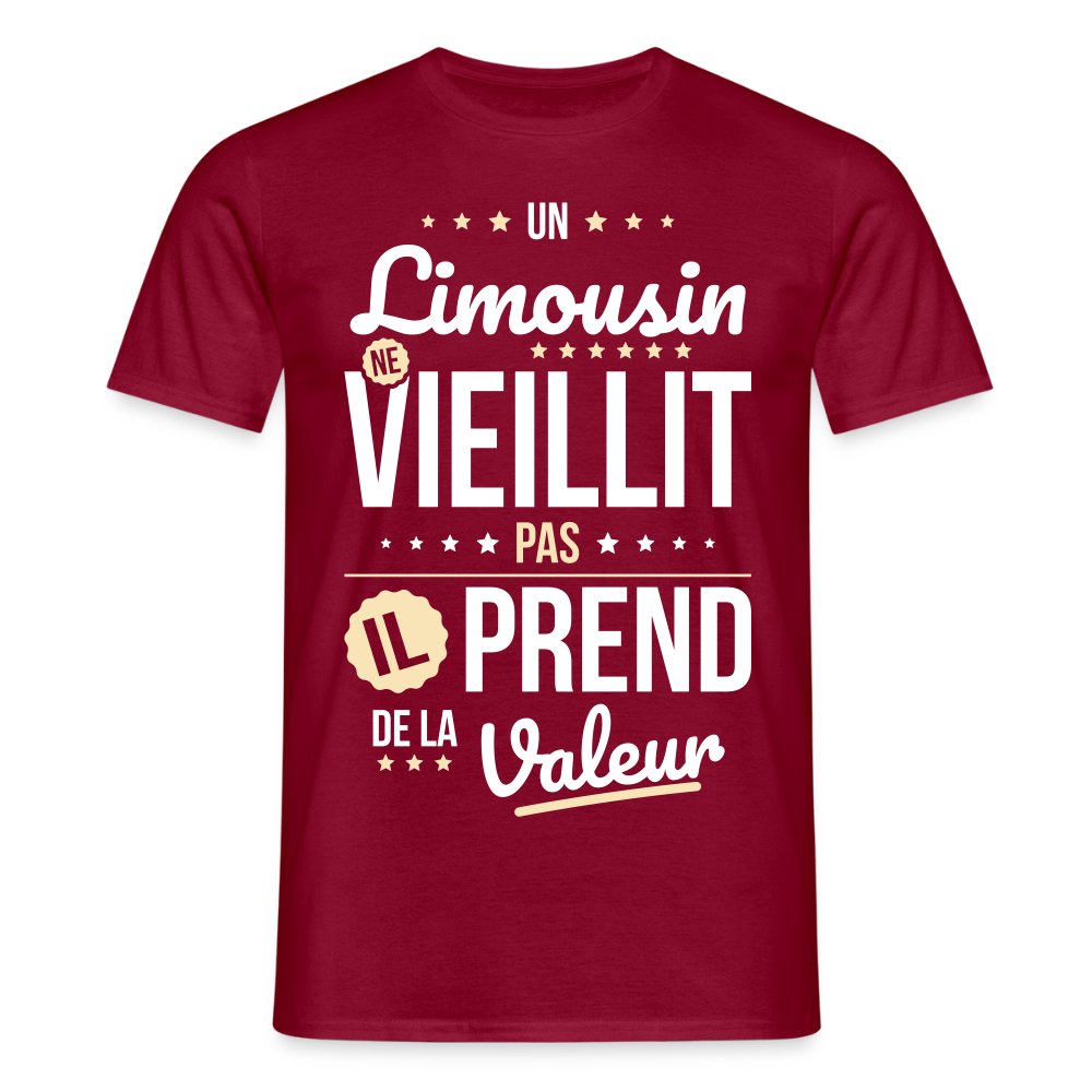 T-shirt Homme - Un Limousin ne vieillit pas - rouge brique