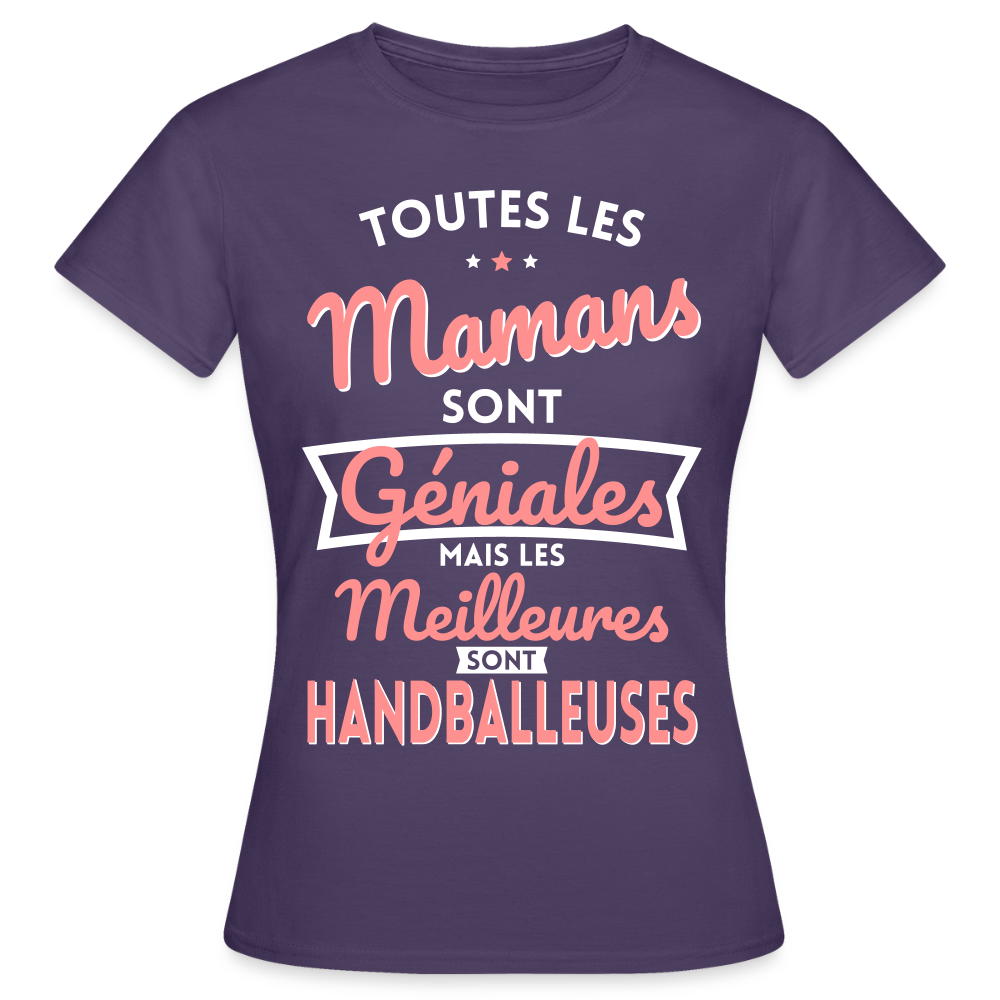 T-shirt Femme - Mamans géniales - Les meilleures sont handballeuses - violet foncé