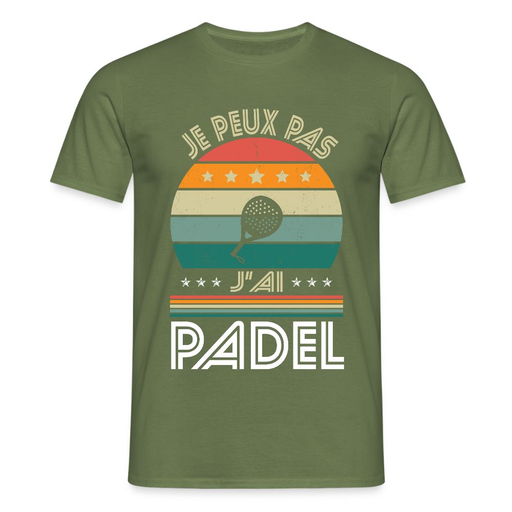 T-shirt padel Homme - Je peux pas j'ai Padel - Idée cadeau - vert militaire