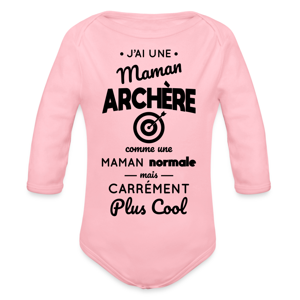 Body Bébé bio manches longues - J'ai une maman archère - rose clair