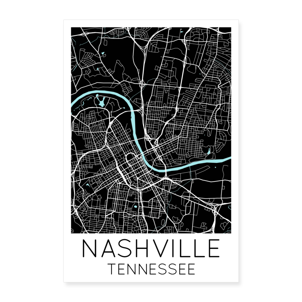 Poster Nashville - Plan Nashville - 60 x 90 cm - blanc