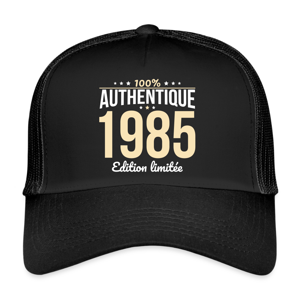 Casquette Trucker - Anniversaire 40 Ans - 100% Authentique 1985 - noir/noir