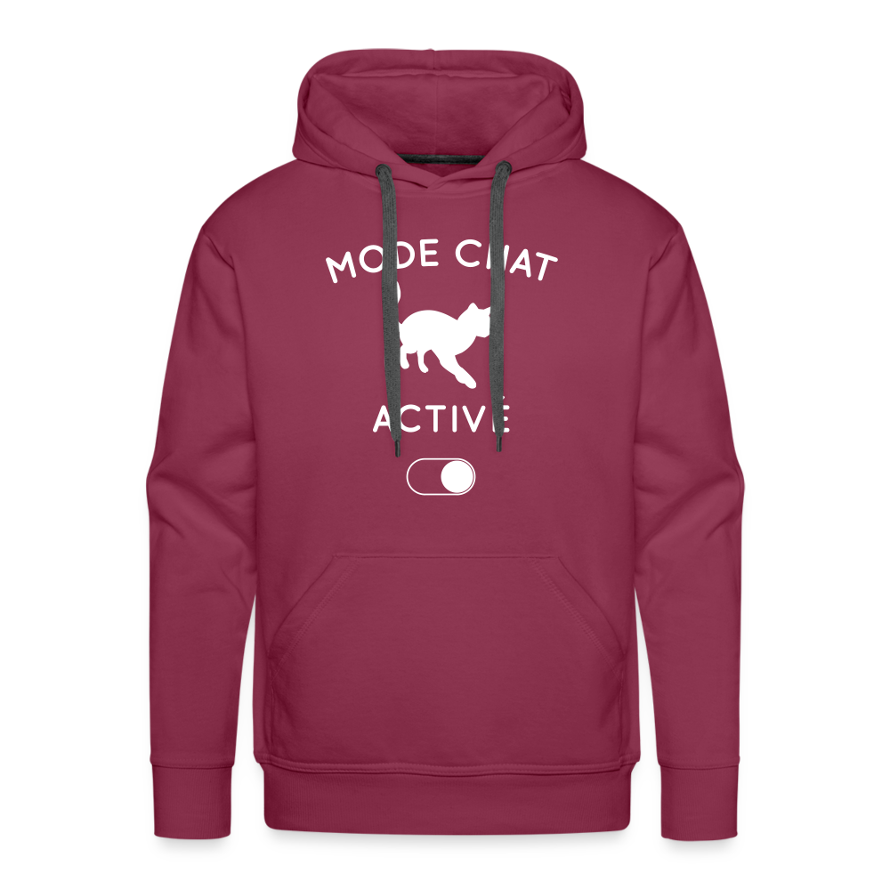 Sweat à capuche Premium Homme - Mode chat activé - bordeaux