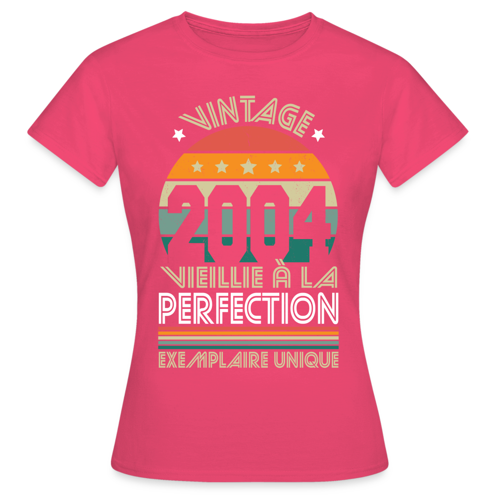 T-shirt Femme - Anniversaire 21 Ans - Vintage 2004 - rose azalée