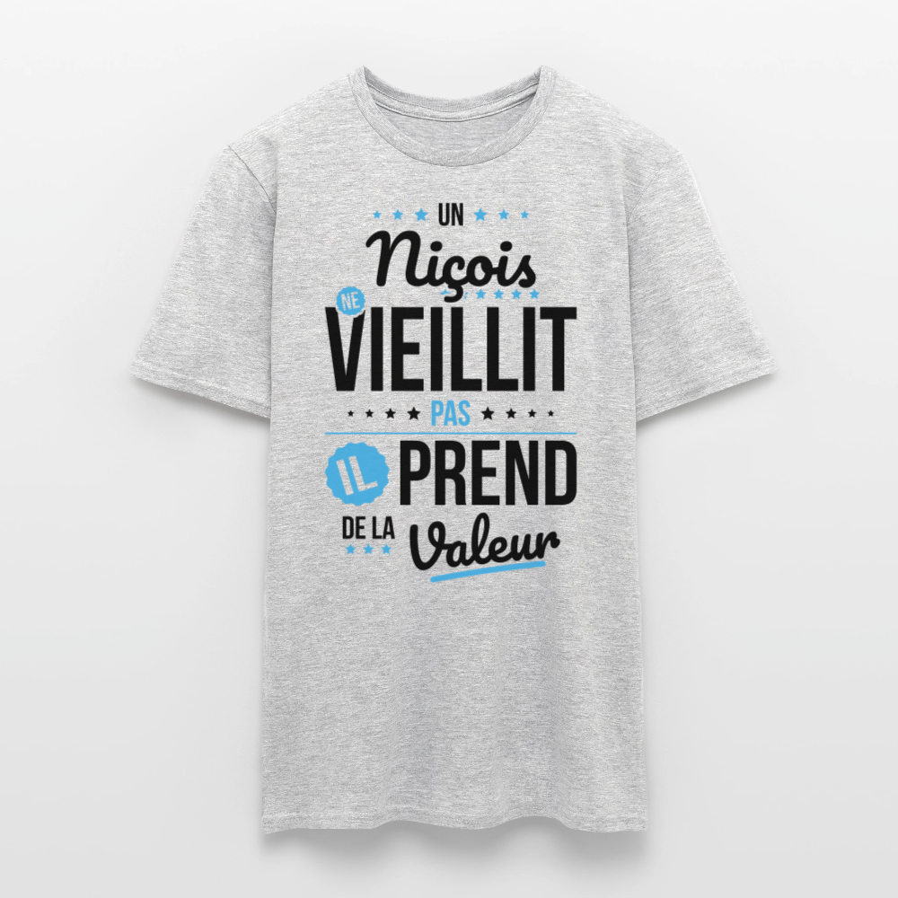 T-shirt Homme - Un Niçois ne vieillit pas - gris chiné
