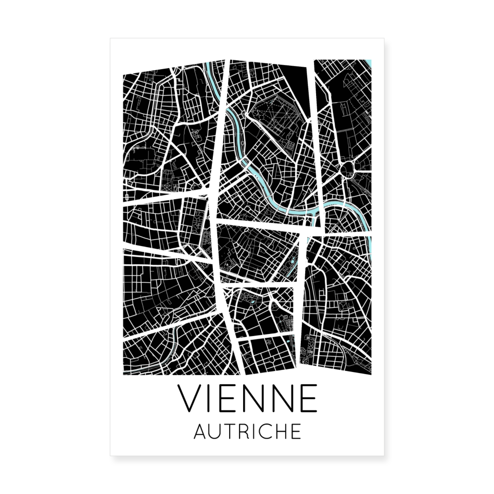 Poster Vienne - Plan Vienne - 20 x 30 cm - blanc