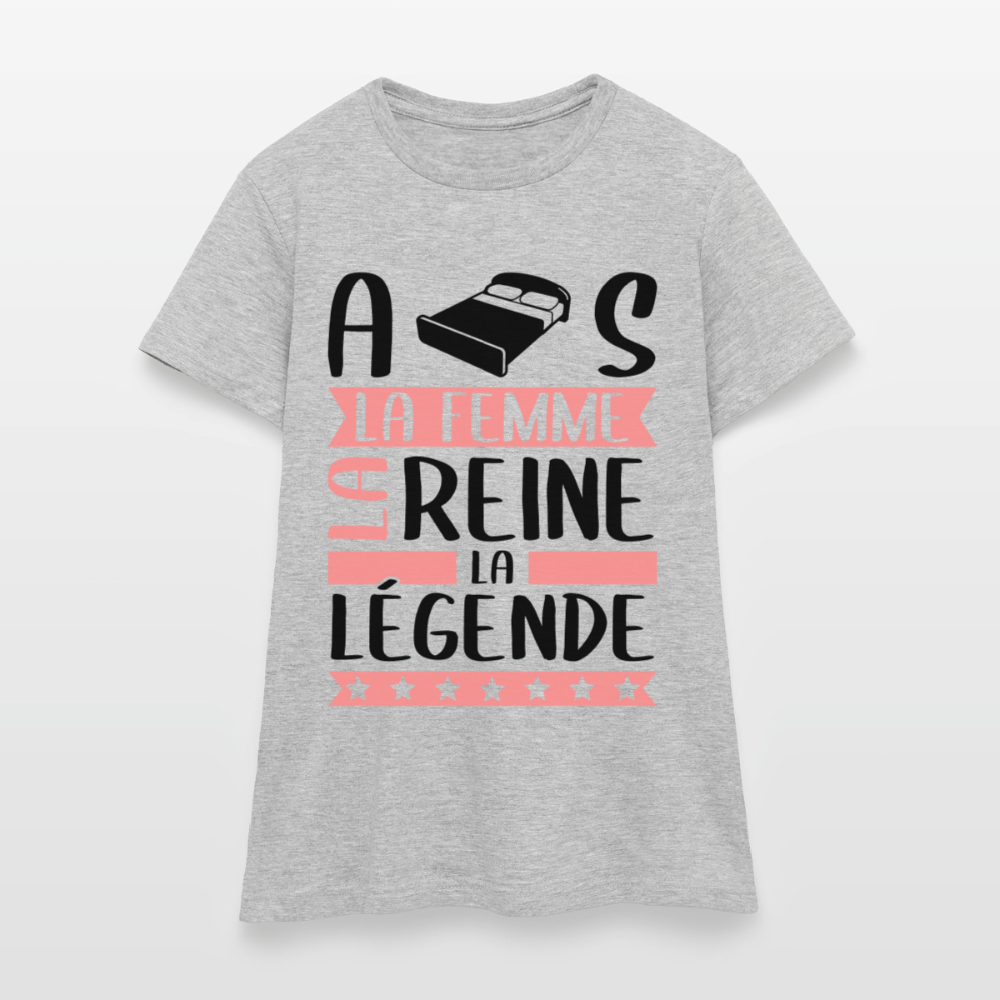 T-shirt femme coloris clair Alice rébus – La femme, la reine, la légende - gris chiné