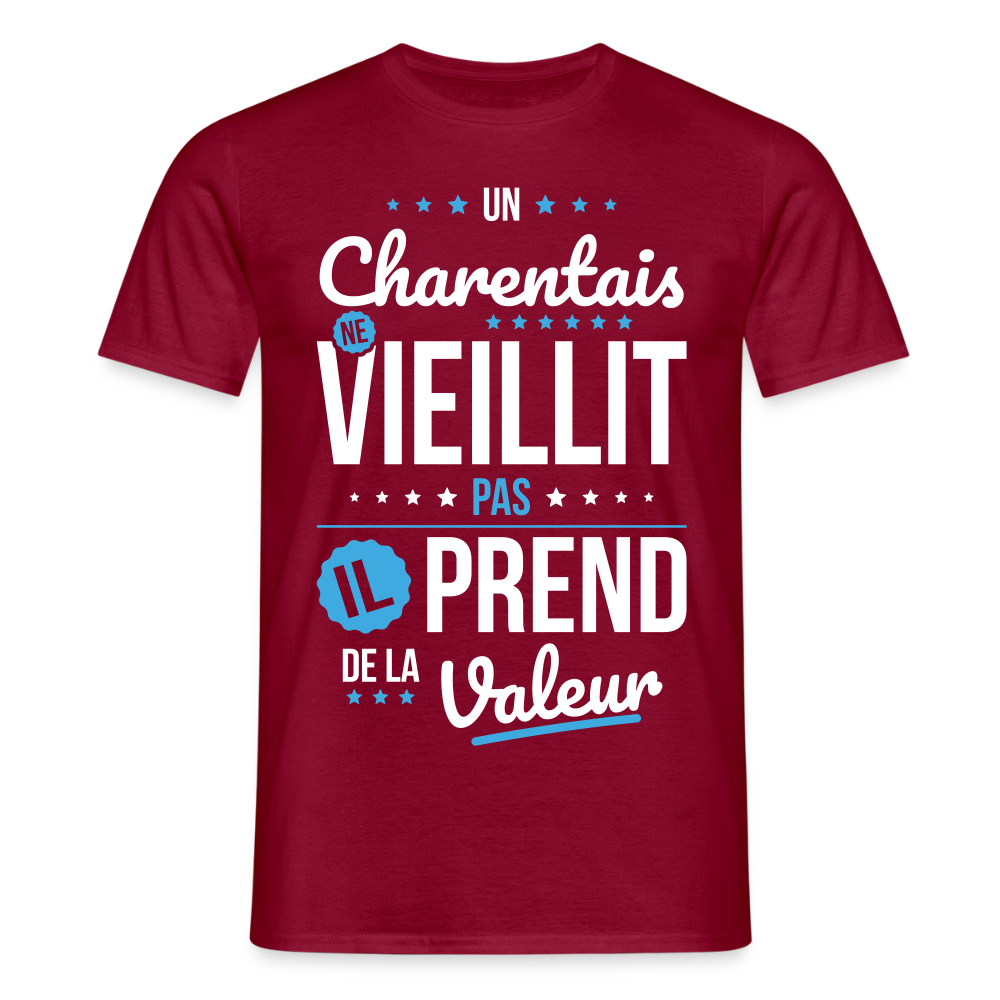 T-shirt Homme - Un Charentais ne vieillit pas - rouge brique
