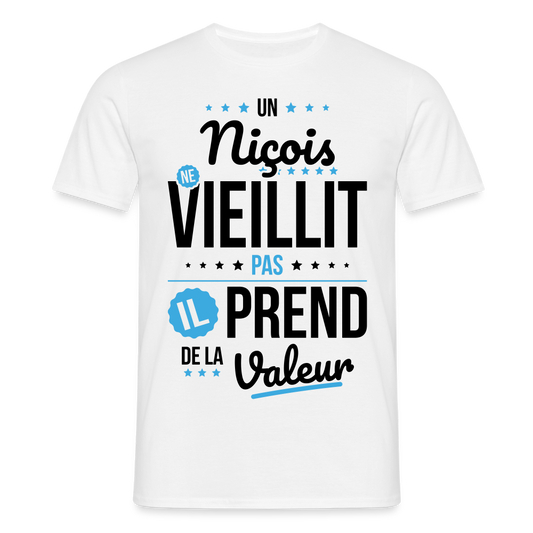 T-shirt Homme - Un Niçois ne vieillit pas - blanc