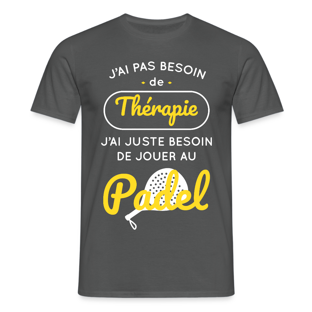 T-shirt Homme - Besoin De Jouer Au Padel - charbon