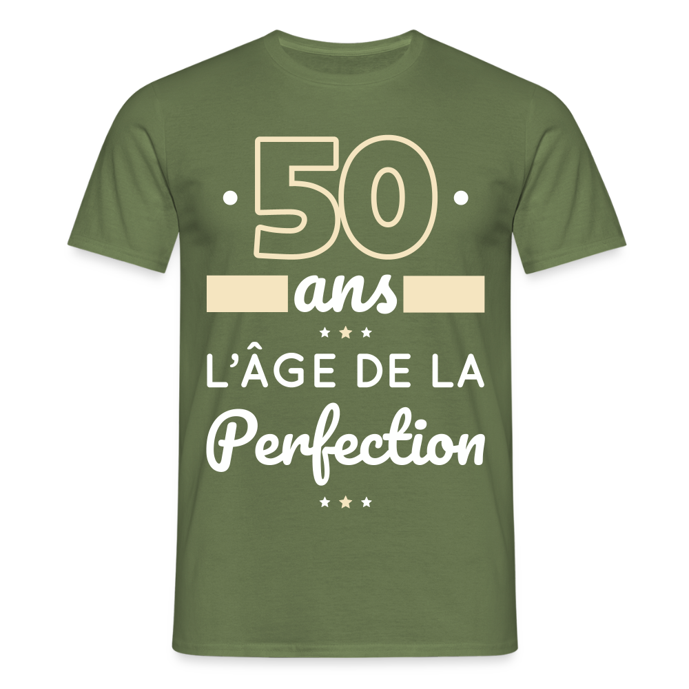T-shirt Homme - 50 ans l'âge de la perfection - vert militaire