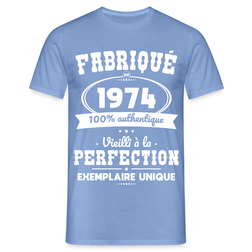 T-shirt Homme - Anniversaire 51 Ans - Fabriqué en 1974 - carolina blue