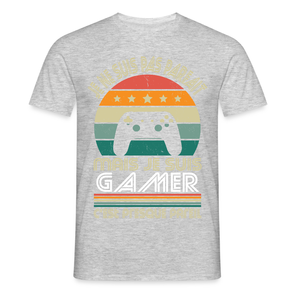 T-shirt Homme - Je ne suis pas parfait mais je suis Gamer - gris chiné
