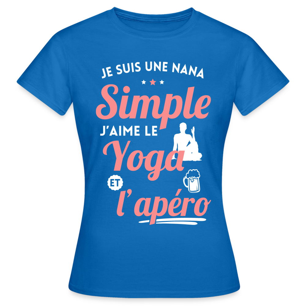 T-shirt Femme - J'aime le yoga et l'apéro - bleu royal
