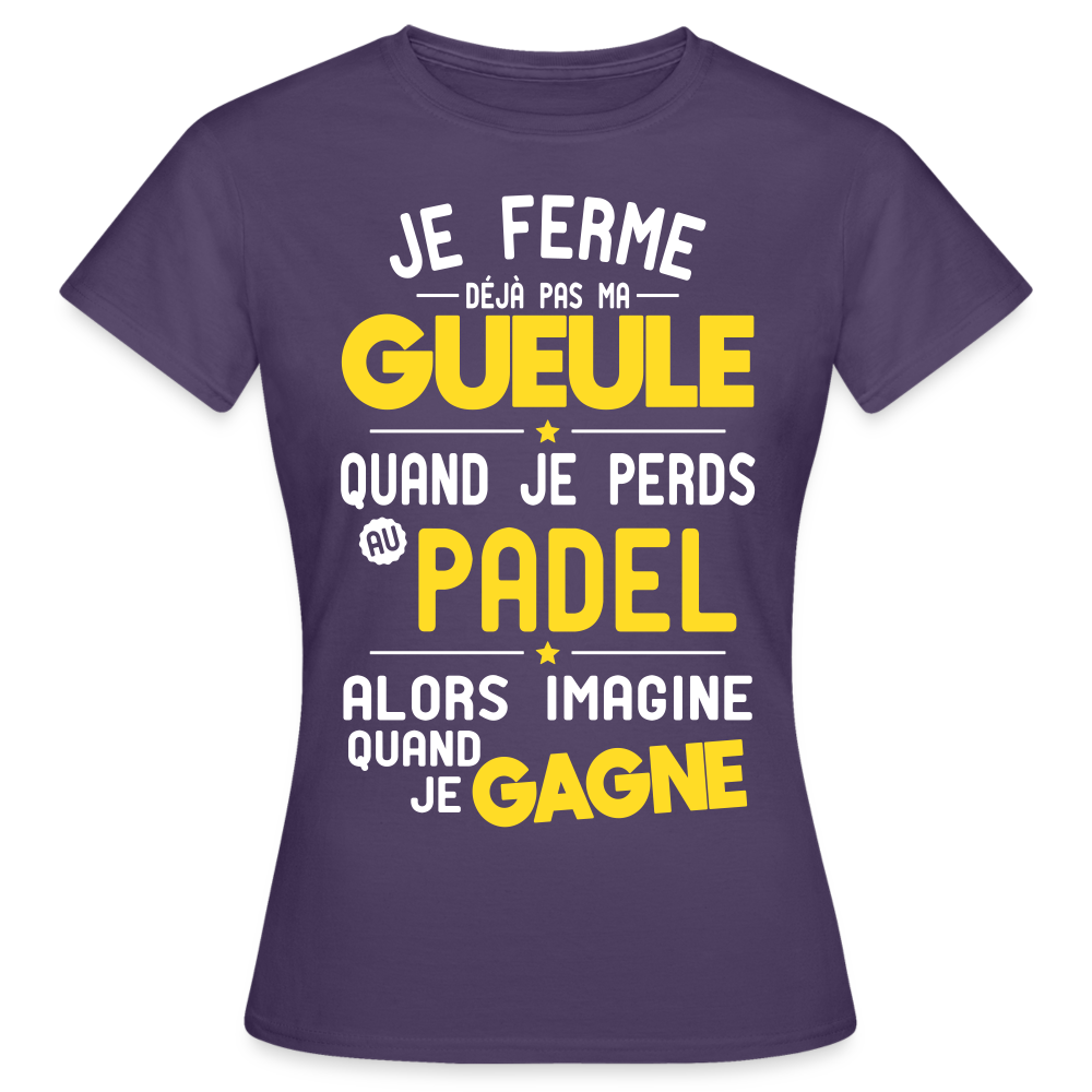 T-shirt Femme - Je ferme pas ma gueule quand je perds au padel - violet foncé