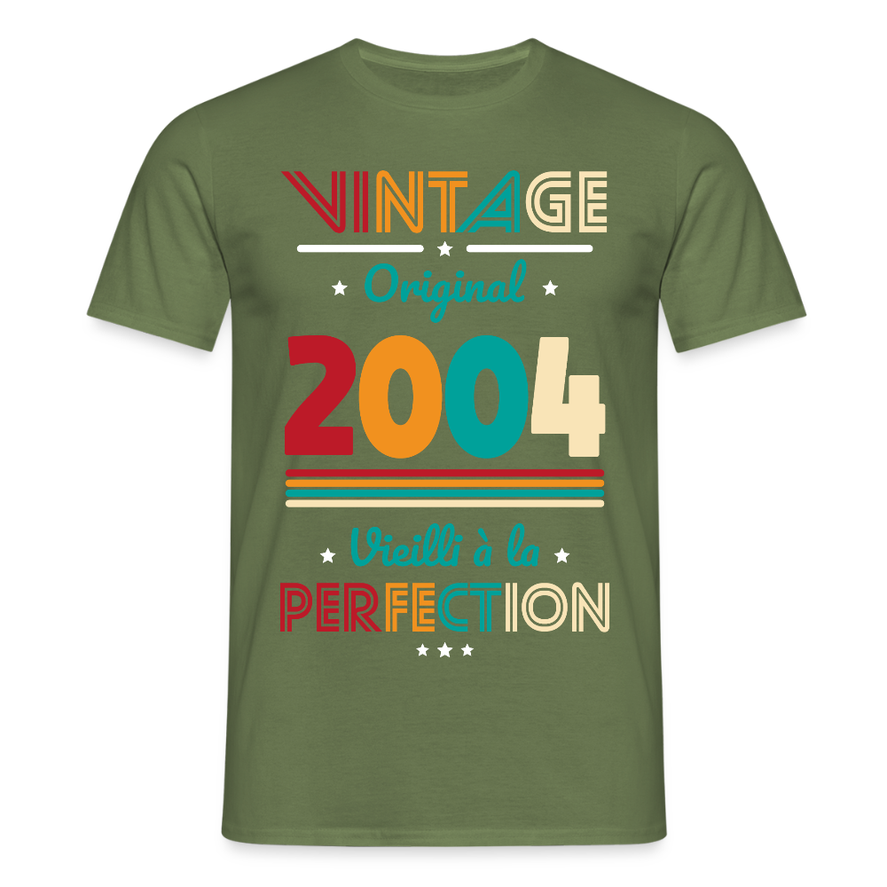 T-shirt Homme - Anniversaire 21 Ans - Vintage Original 2004 - vert militaire