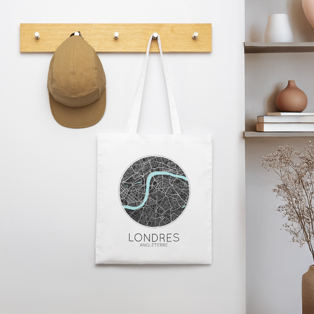 Tote Bag Londres Bio Coloris Clair – Plan de Londres - blanc