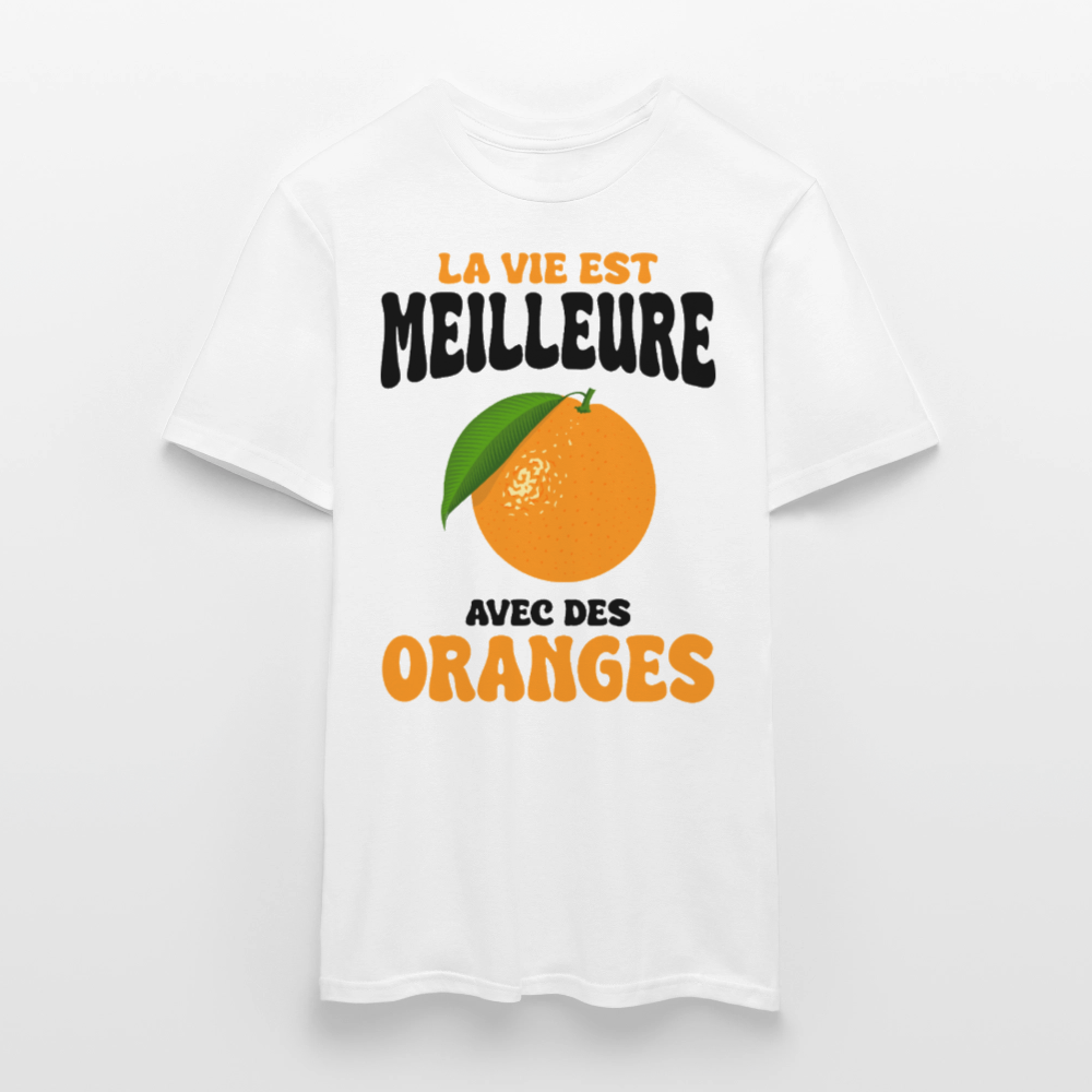 T-shirt Homme - La vie est meilleure avec des oranges - blanc