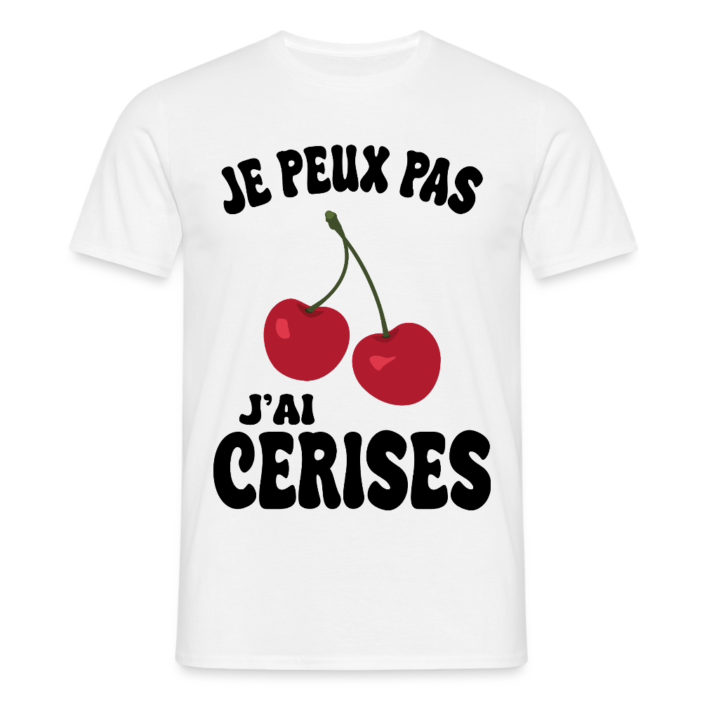 T-shirt Homme - Je peux pas j'ai cerises - blanc