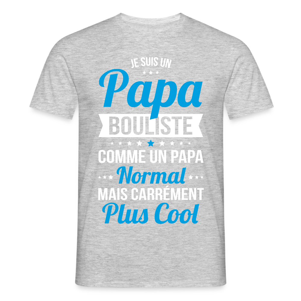 T-shirt Homme - Papa bouliste plus cool - gris chiné