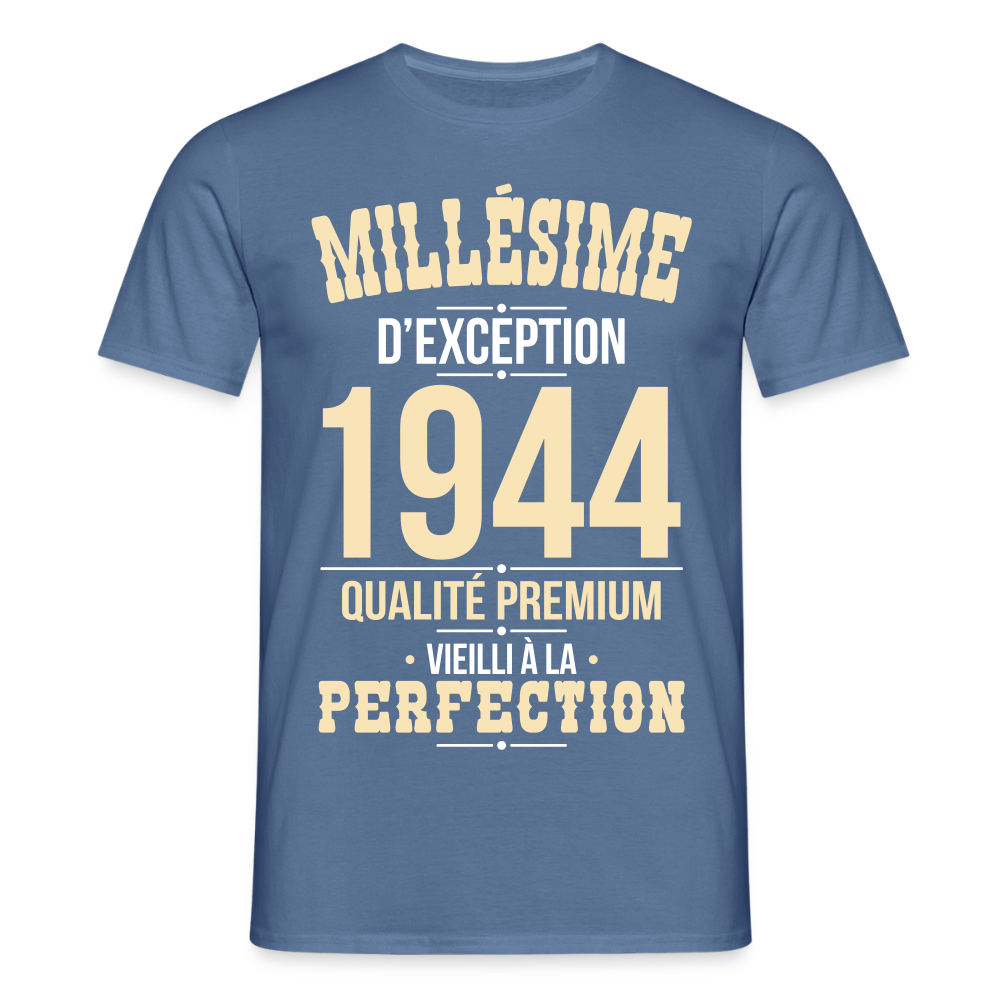 T-shirt Homme - Anniversaire 81 Ans - Millésime 1944 - bleu pigeon