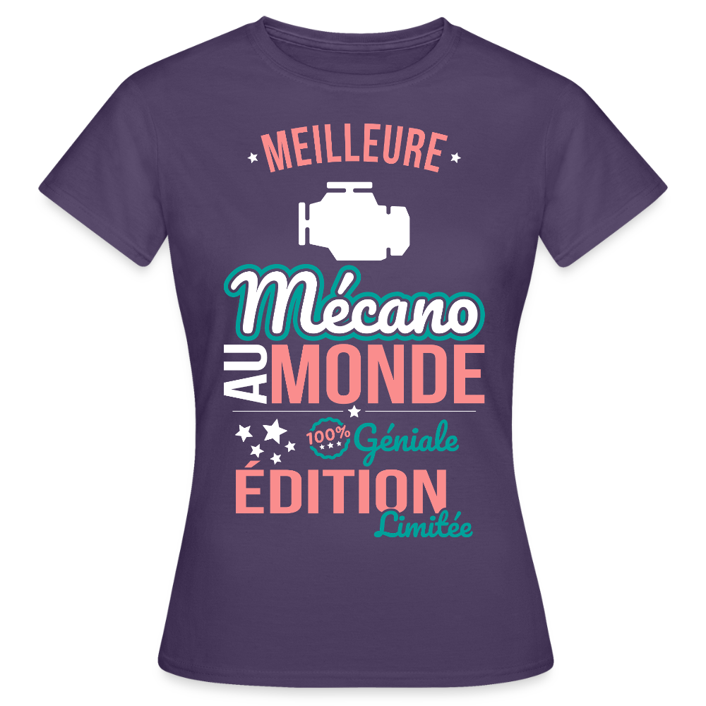 T-shirt Femme - Meilleure Mécano au monde - 100% géniale - violet foncé
