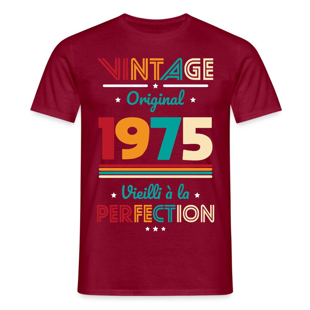 T-shirt Homme - Anniversaire 50 Ans - Vintage Original 1975 - rouge brique